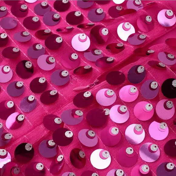 NEW to CASA B | Zephyr Sequin Midi Dress in Fuchsia Pink - Picture 9 of 12